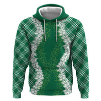 Hawaii Aloha Plumeria Lei Green Palaka Zip Hoodie LT7 Pullover Hoodie Green - Polynesian Pride