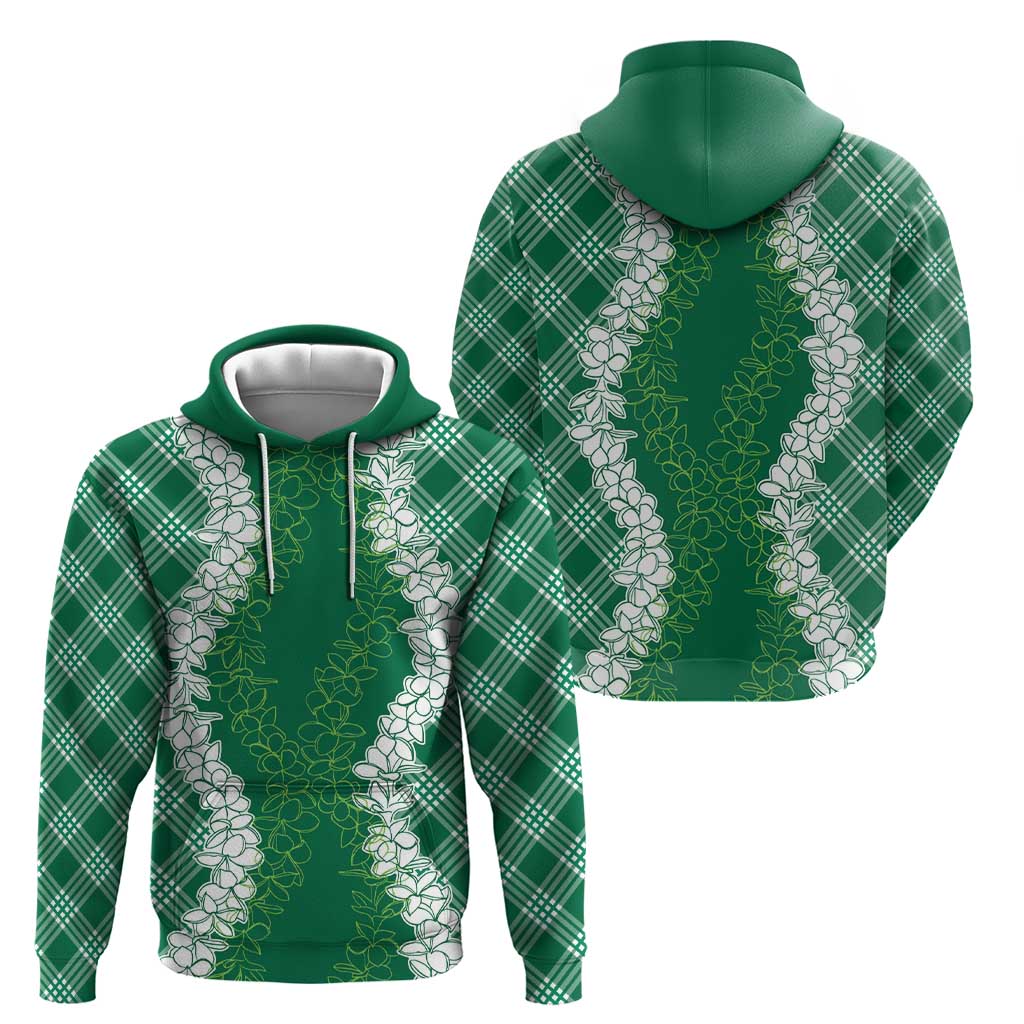 Hawaii Aloha Plumeria Lei Green Palaka Zip Hoodie LT7 - Polynesian Pride