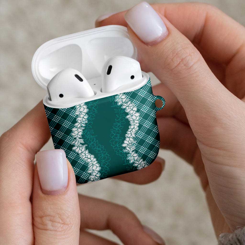 Hawaii Aloha Plumeria Lei Teal Palaka AirPods Case - Polynesian Pride
