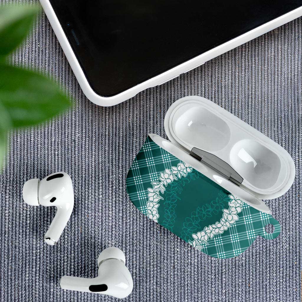 Hawaii Aloha Plumeria Lei Teal Palaka AirPods Case - Polynesian Pride