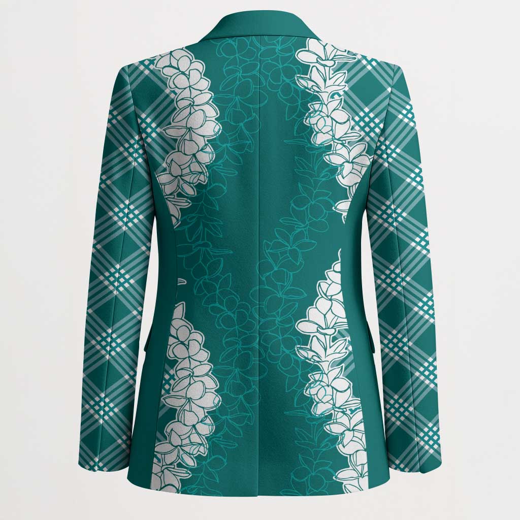 Hawaii Aloha Plumeria Lei Teal Palaka Blazer - Polynesian Pride