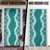 Hawaii Aloha Plumeria Lei Teal Palaka Door Cover - Polynesian Pride