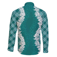 Hawaii Aloha Plumeria Lei Teal Palaka Family Matching Summer Maxi Dress and Hawaiian Shirt LT7 - Polynesian Pride