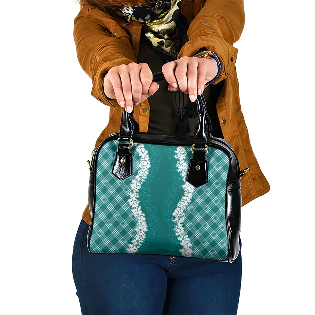 Hawaii Aloha Plumeria Lei Teal Palaka Shoulder Handbag - Polynesian Pride