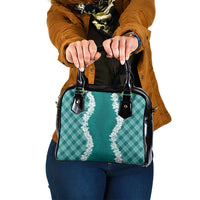 Hawaii Aloha Plumeria Lei Teal Palaka Shoulder Handbag - Polynesian Pride