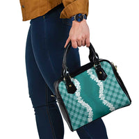 Hawaii Aloha Plumeria Lei Teal Palaka Shoulder Handbag - Polynesian Pride
