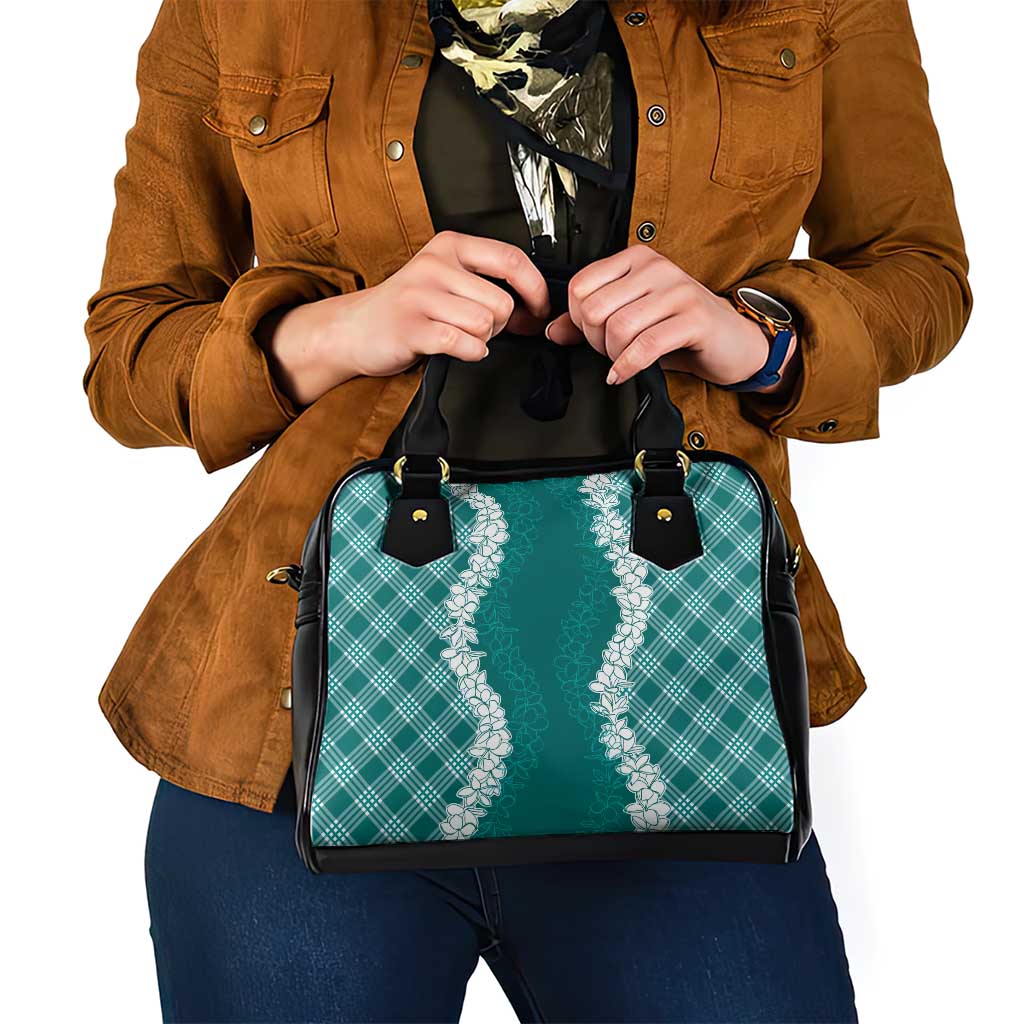 Hawaii Aloha Plumeria Lei Teal Palaka Shoulder Handbag - Polynesian Pride