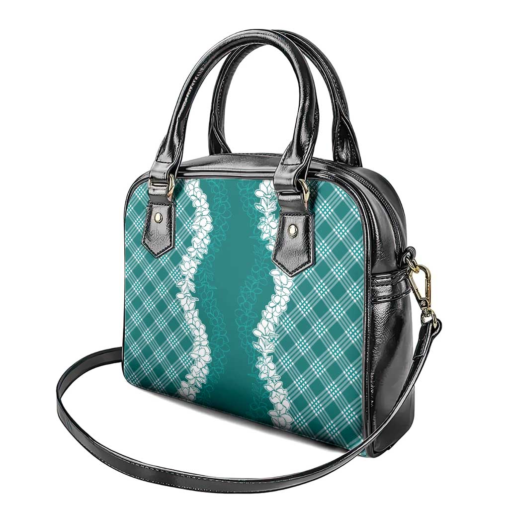 Hawaii Aloha Plumeria Lei Teal Palaka Shoulder Handbag - Polynesian Pride