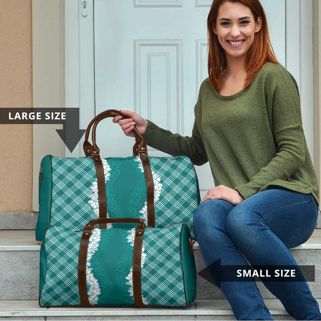 Hawaii Aloha Plumeria Lei Teal Palaka Travel Bag - Polynesian Pride