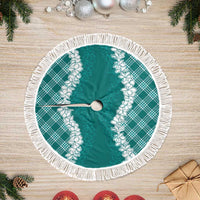 Hawaii Aloha Plumeria Lei Teal Palaka Tree Skirt - Polynesian Pride