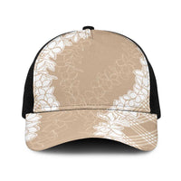 Hawaii Aloha Plumeria Lei Beige Palaka Baseball Net Cap - Polynesian Pride