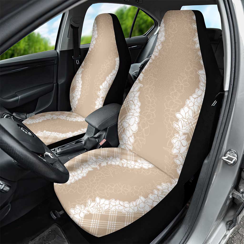Hawaii Aloha Plumeria Lei Beige Palaka Car Seat Cover - Polynesian Pride