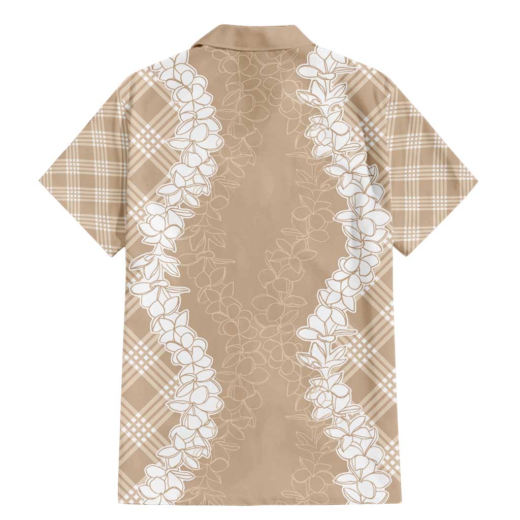 Hawaii Aloha Plumeria Lei Beige Palaka Family Matching Mermaid Dress and Hawaiian Shirt LT7 - Polynesian Pride