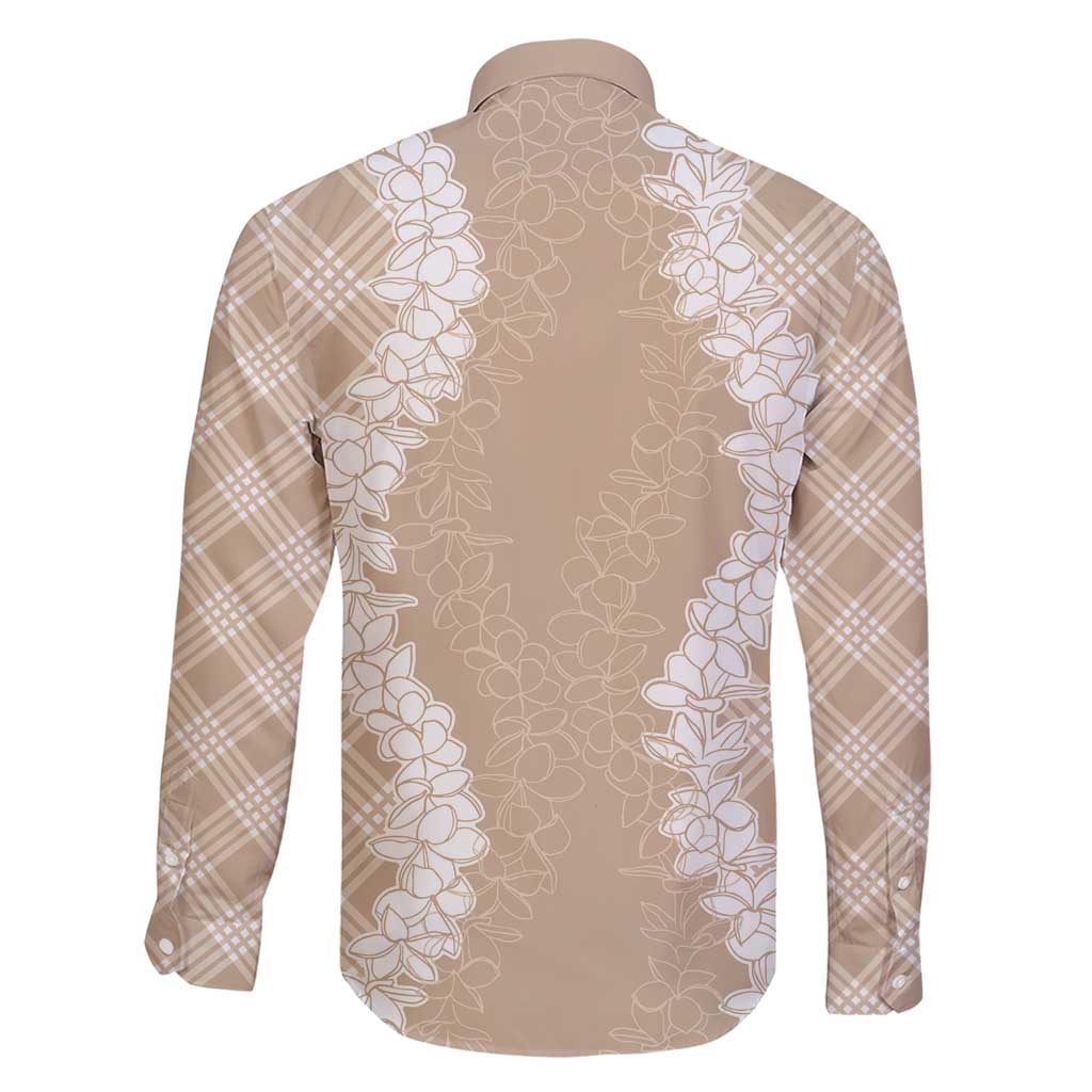 Hawaii Aloha Plumeria Lei Beige Palaka Family Matching Short Sleeve Bodycon Dress and Hawaiian Shirt LT7 - Polynesian Pride