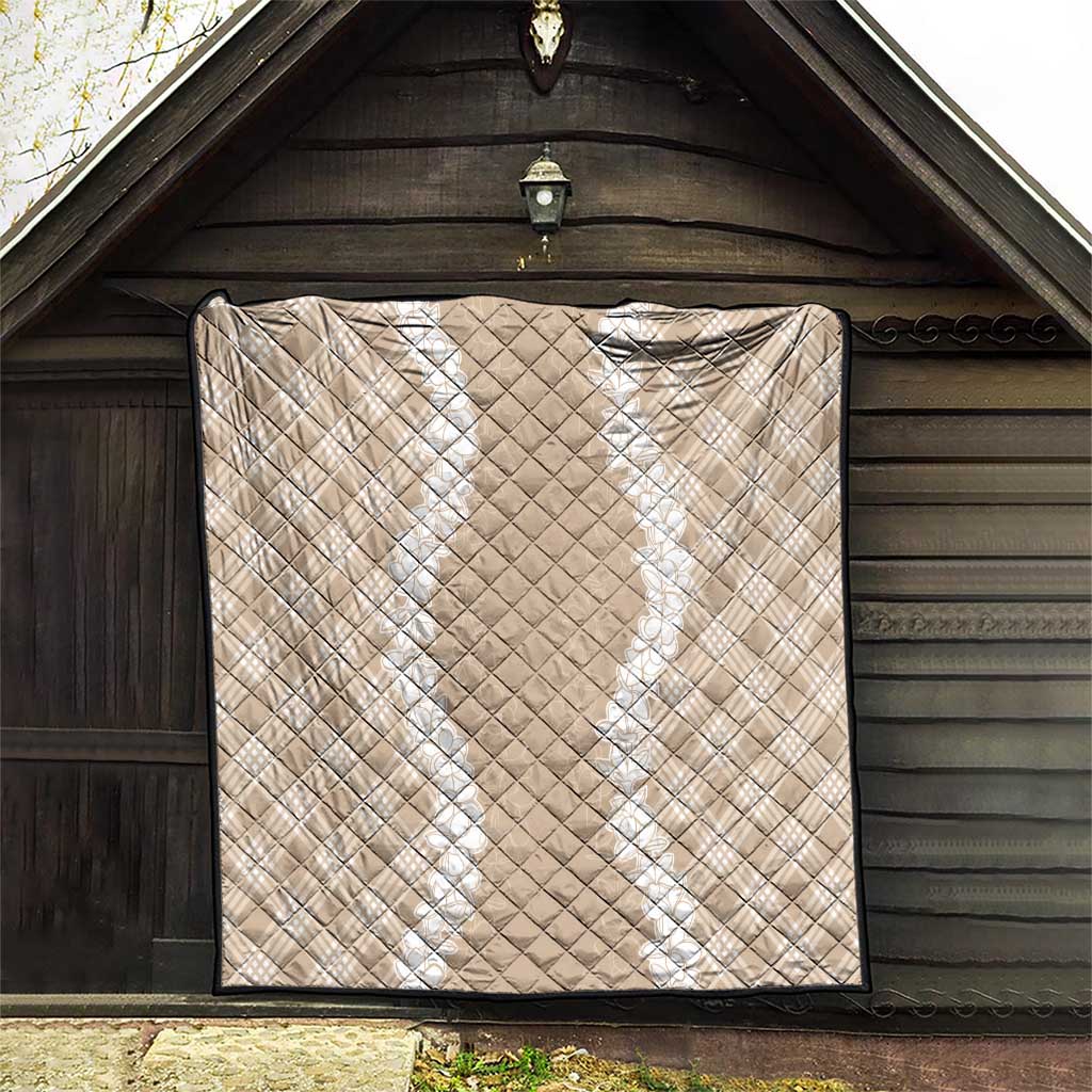 Hawaii Aloha Plumeria Lei Beige Palaka Quilt - Polynesian Pride