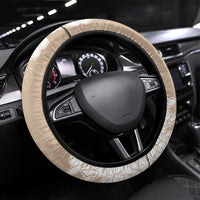 Hawaii Aloha Plumeria Lei Beige Palaka Steering Wheel Cover - Polynesian Pride