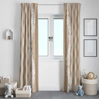 Hawaii Aloha Plumeria Lei Beige Palaka Window Curtain - Polynesian Pride