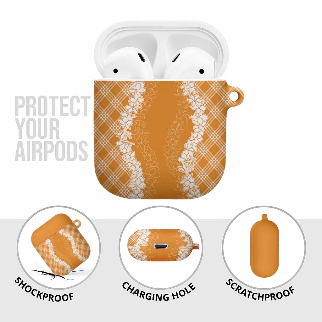 Hawaii Aloha Plumeria Lei Orange Palaka AirPods Case LT7 - Polynesian Pride