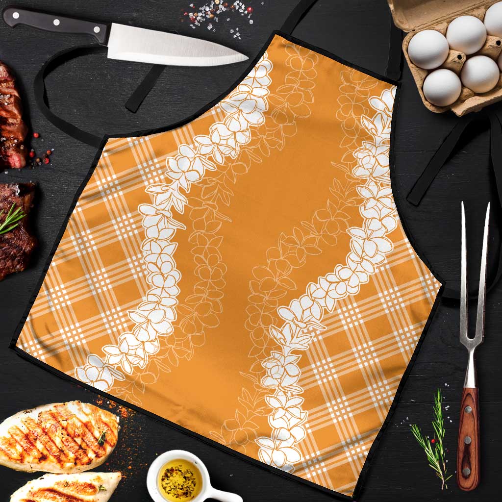 Hawaii Aloha Plumeria Lei Orange Palaka Apron - Polynesian Pride