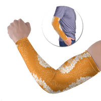 Hawaii Aloha Plumeria Lei Orange Palaka Arm Sleeves LT7 Set of 2 Orange - Polynesian Pride