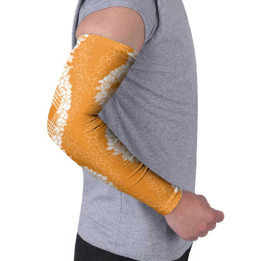 Hawaii Aloha Plumeria Lei Orange Palaka Arm Sleeves LT7 - Polynesian Pride