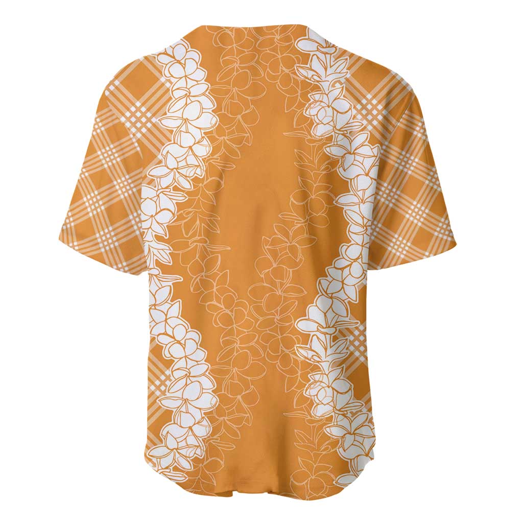 Hawaii Aloha Plumeria Lei Orange Palaka Baseball Jersey LT7 - Polynesian Pride