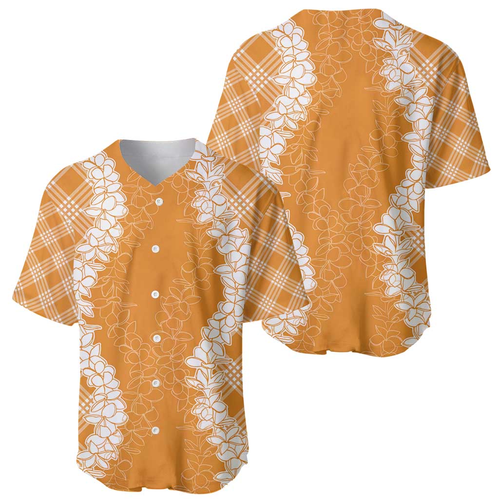 Hawaii Aloha Plumeria Lei Orange Palaka Baseball Jersey LT7 - Polynesian Pride