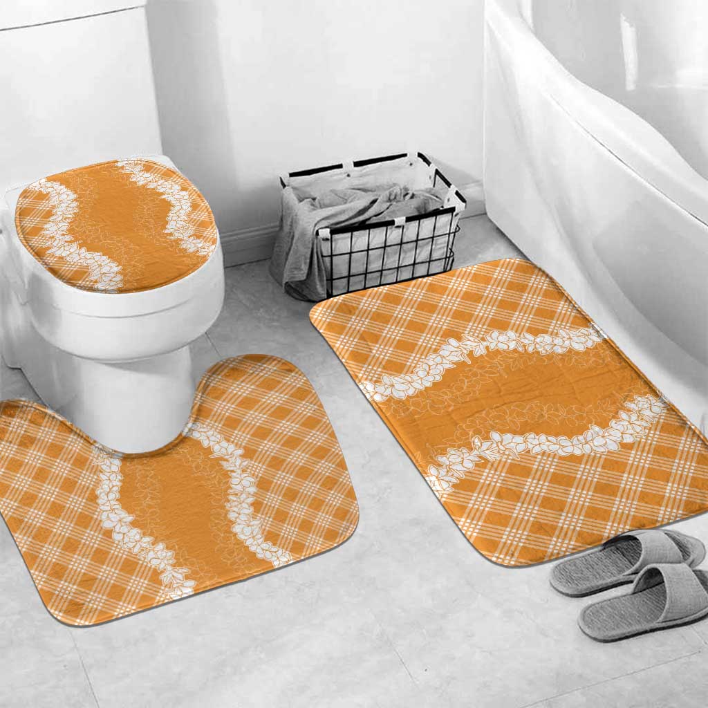 Hawaii Aloha Plumeria Lei Orange Palaka Bathroom Set - Polynesian Pride
