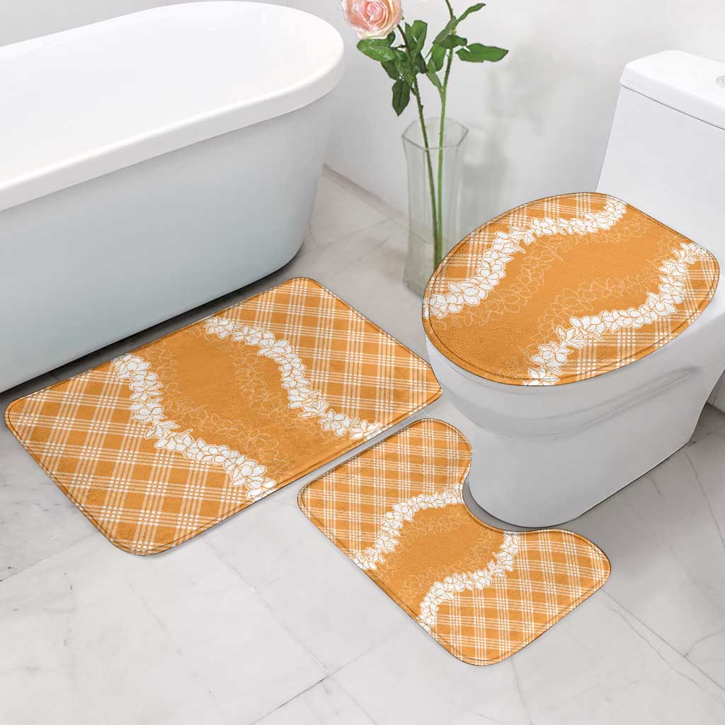 Hawaii Aloha Plumeria Lei Orange Palaka Bathroom Set - Polynesian Pride