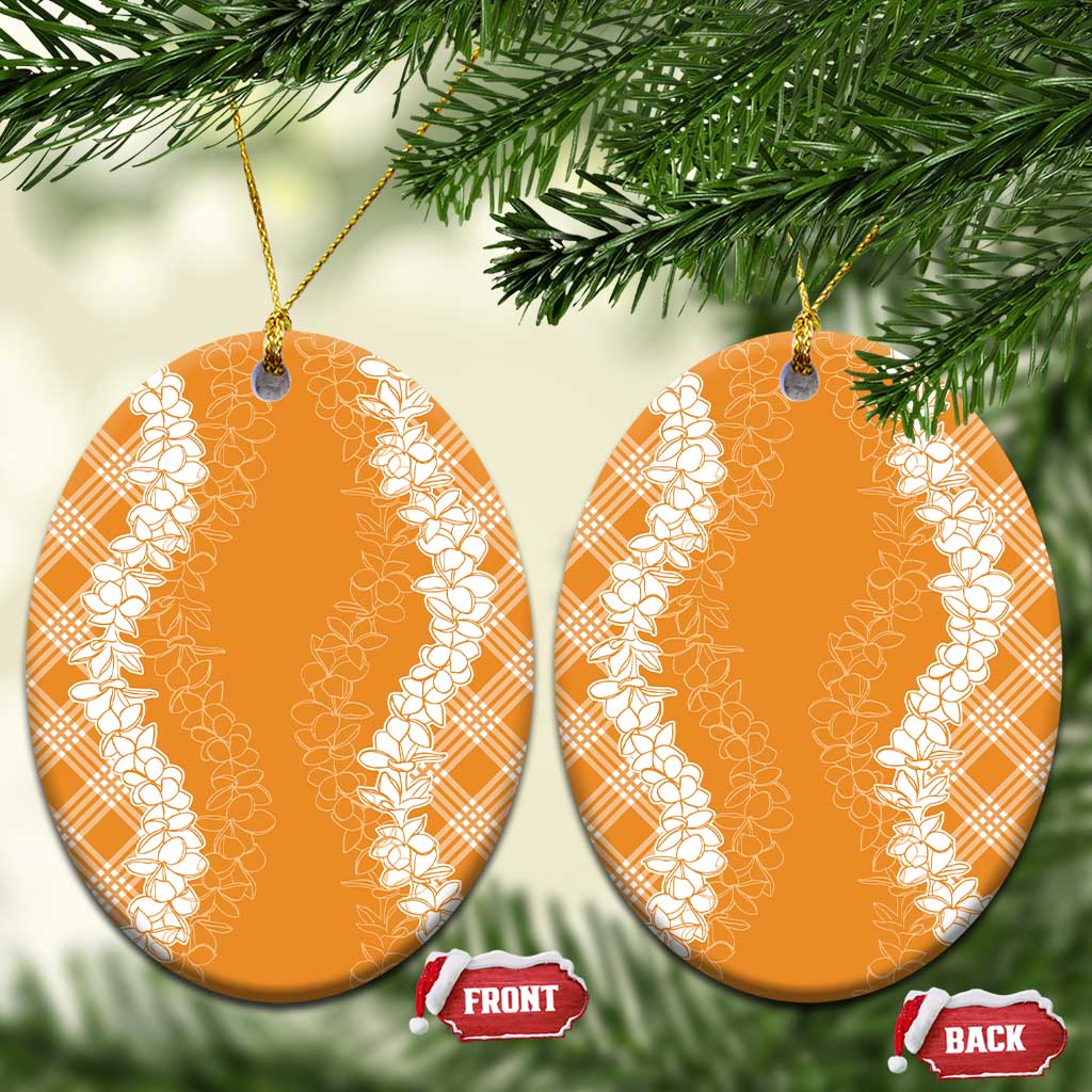 Hawaii Aloha Plumeria Lei Orange Palaka Ceramic Ornament - Polynesian Pride