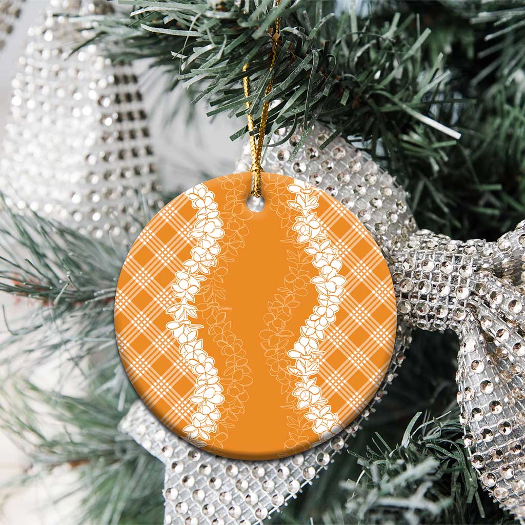 Hawaii Aloha Plumeria Lei Orange Palaka Ceramic Ornament - Polynesian Pride