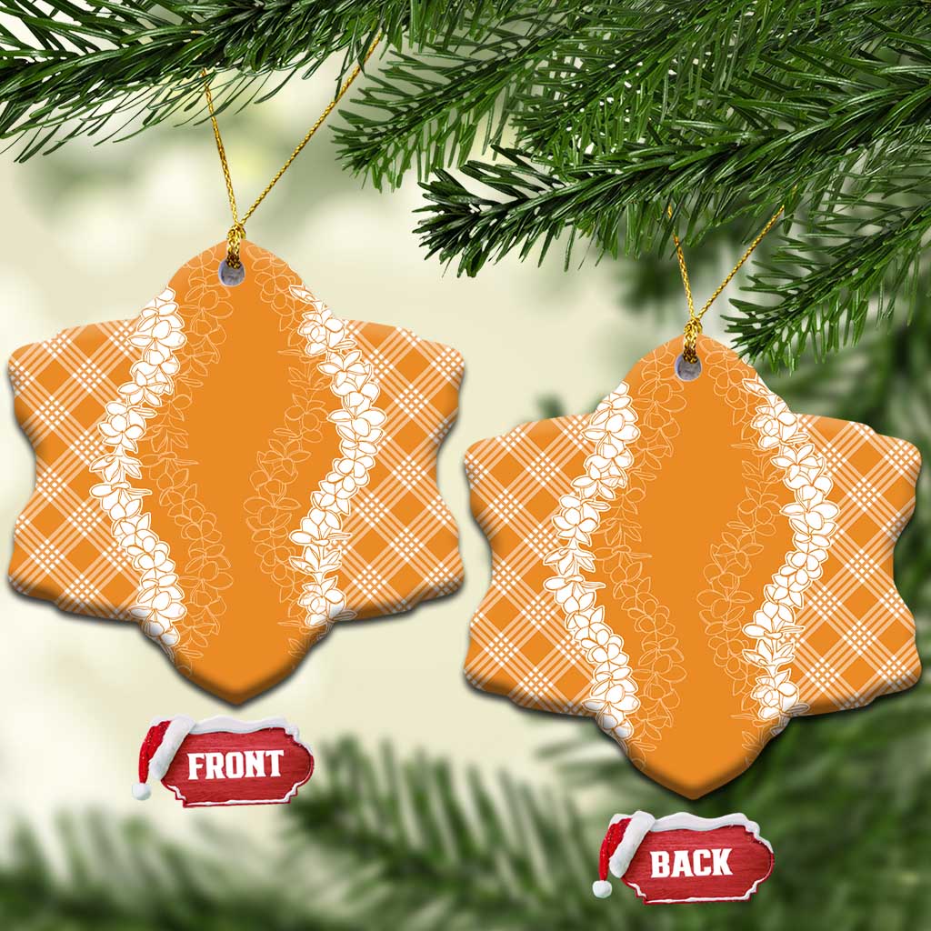 Hawaii Aloha Plumeria Lei Orange Palaka Ceramic Ornament - Polynesian Pride