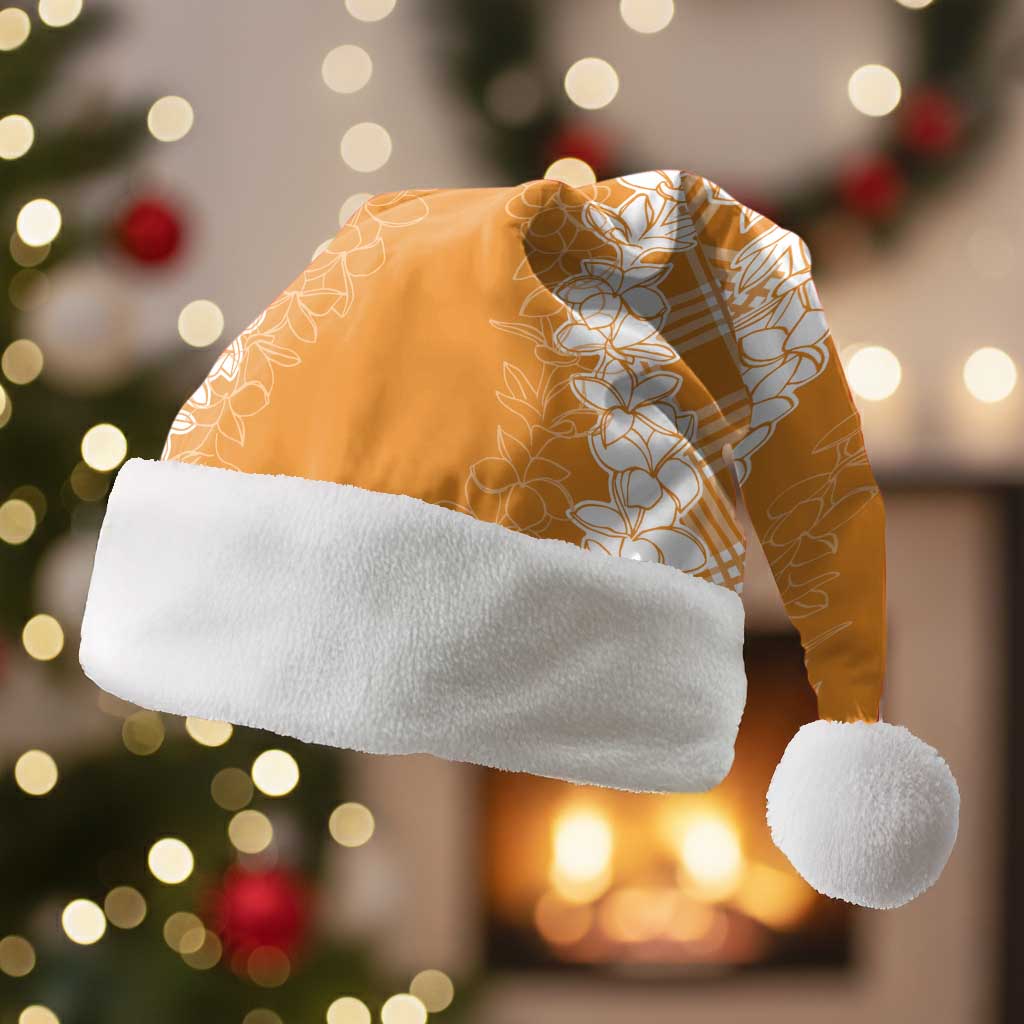 Hawaii Aloha Plumeria Lei Orange Palaka Christmas Santa Hat - Polynesian Pride