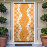 Hawaii Aloha Plumeria Lei Orange Palaka Door Cover LT7 Orange - Polynesian Pride