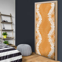 Hawaii Aloha Plumeria Lei Orange Palaka Door Cover LT7 - Polynesian Pride