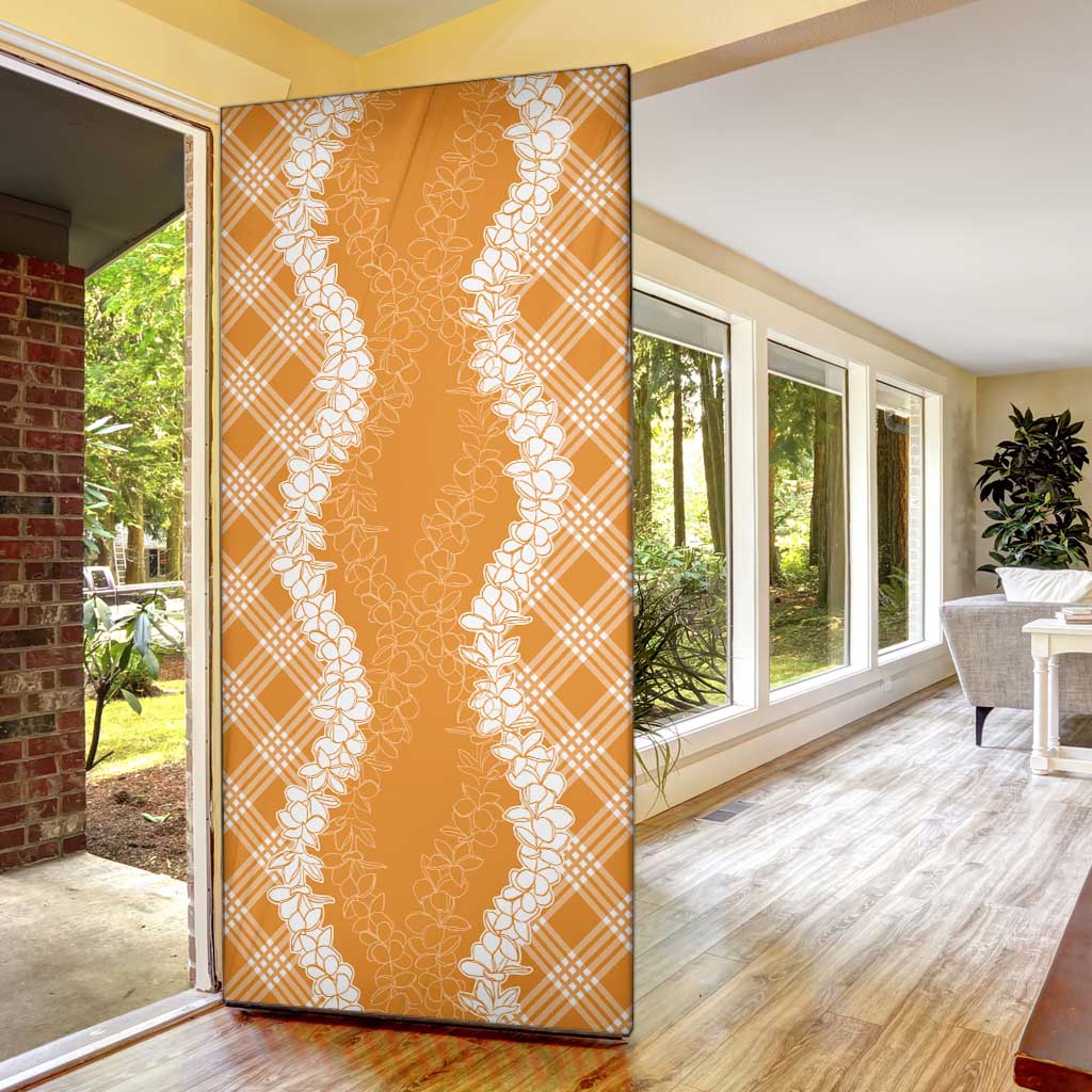 Hawaii Aloha Plumeria Lei Orange Palaka Door Cover LT7 - Polynesian Pride
