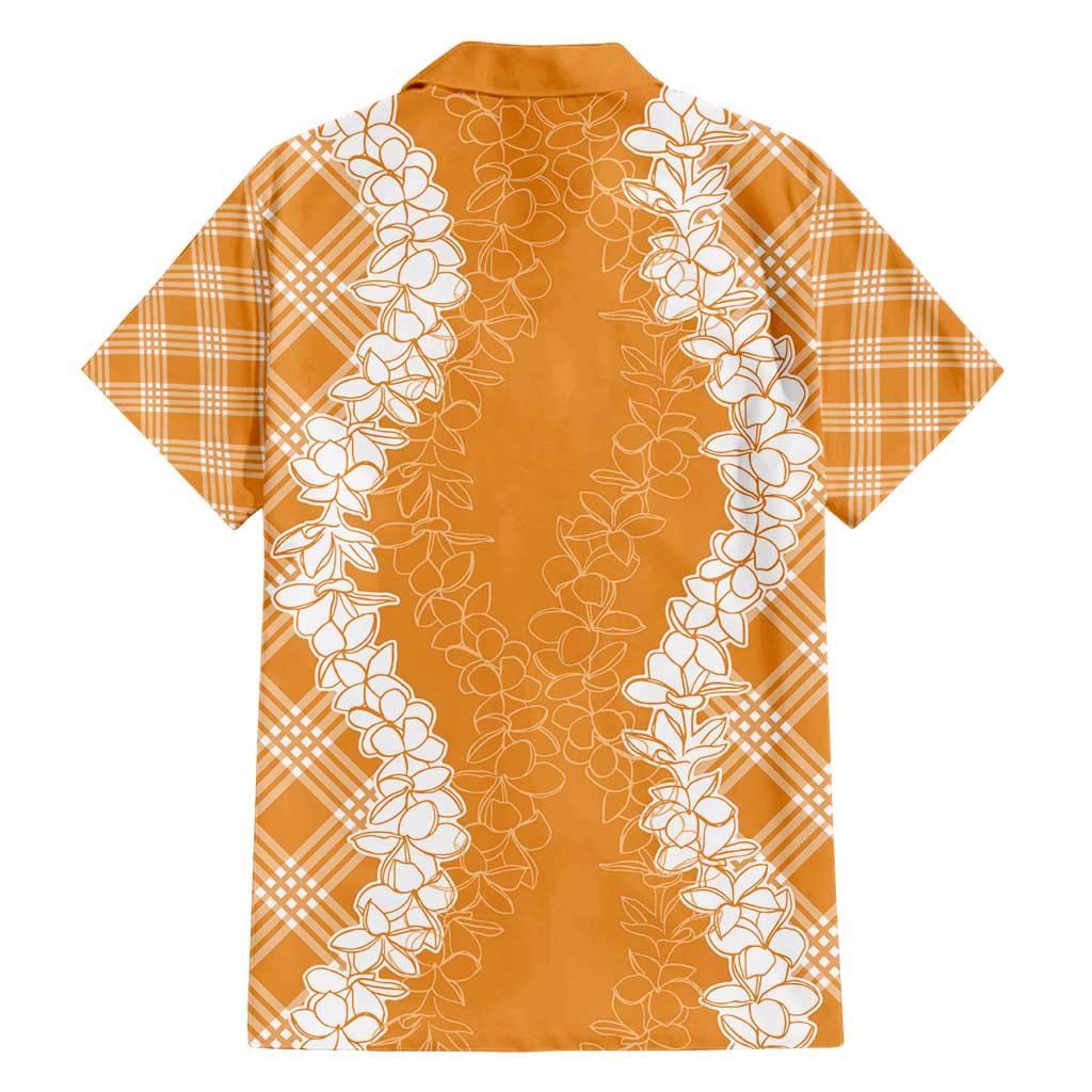 Hawaii Aloha Plumeria Lei Orange Palaka Family Matching Puletasi and Hawaiian Shirt LT7 - Polynesian Pride