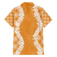 Hawaii Aloha Plumeria Lei Orange Palaka Family Matching Puletasi and Hawaiian Shirt LT7 - Polynesian Pride