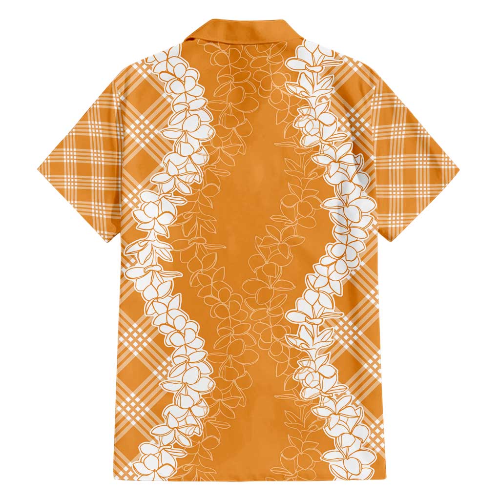 Hawaii Aloha Plumeria Lei Orange Palaka Family Matching Short Sleeve Bodycon Dress and Hawaiian Shirt LT7 - Polynesian Pride