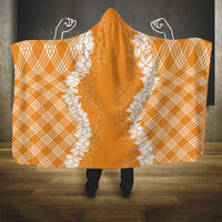 Hawaii Aloha Plumeria Lei Orange Palaka Hooded Blanket LT7 - Polynesian Pride