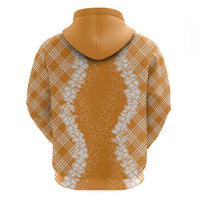 Hawaii Aloha Plumeria Lei Orange Palaka Hoodie - Polynesian Pride