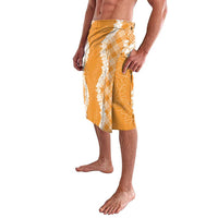 Hawaii Aloha Plumeria Lei Orange Palaka Lavalava - Polynesian Pride