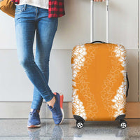 Hawaii Aloha Plumeria Lei Orange Palaka Luggage Cover - Polynesian Pride