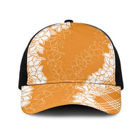 Hawaii Aloha Plumeria Lei Orange Palaka Mesh Trucker Cap - Polynesian Pride