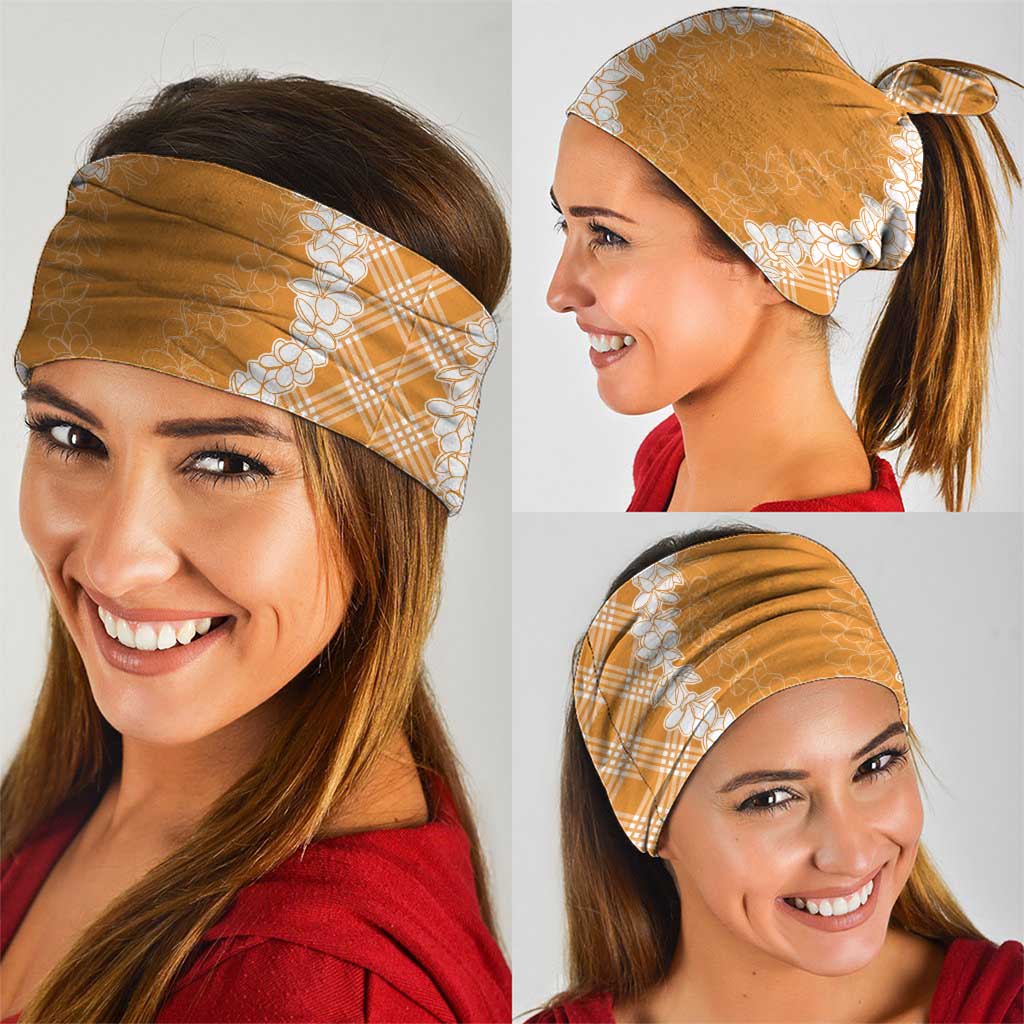 Hawaii Aloha Plumeria Lei Orange Palaka Neck Gaiter - Polynesian Pride