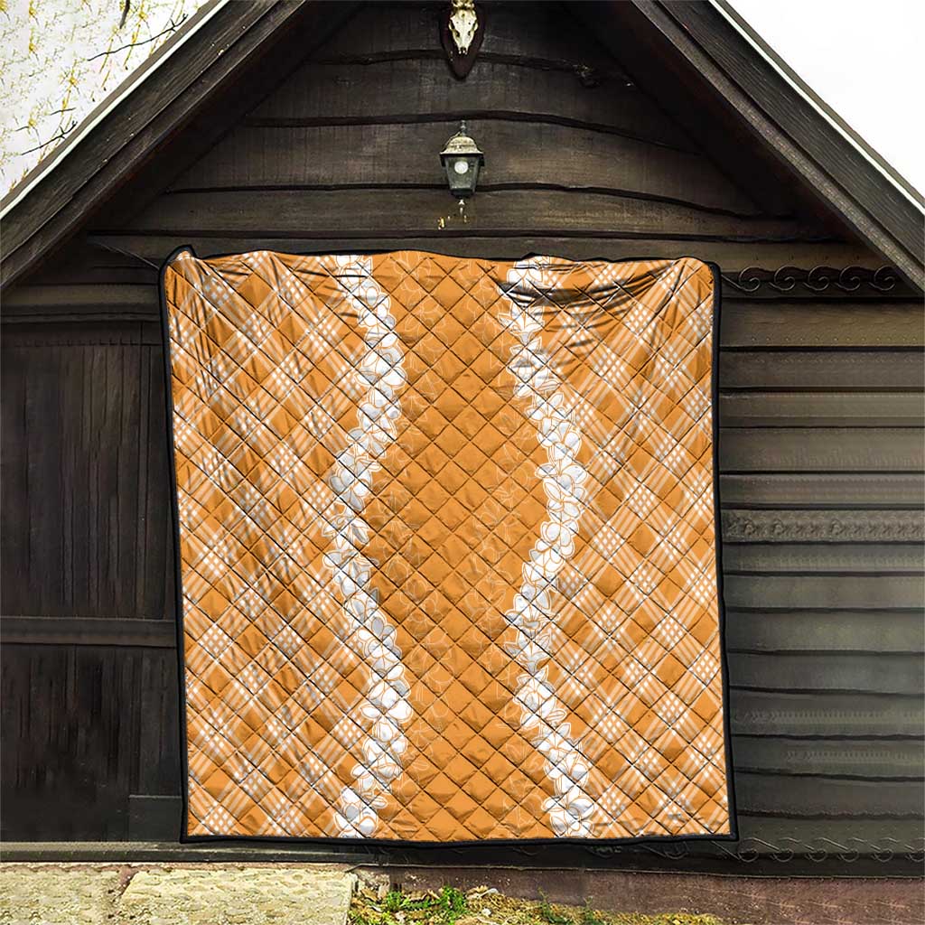 Hawaii Aloha Plumeria Lei Orange Palaka Quilt - Polynesian Pride