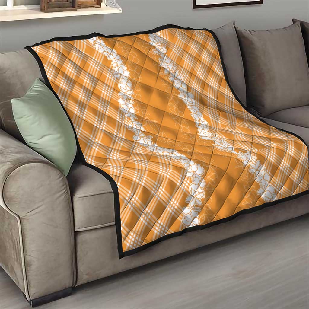 Hawaii Aloha Plumeria Lei Orange Palaka Quilt - Polynesian Pride