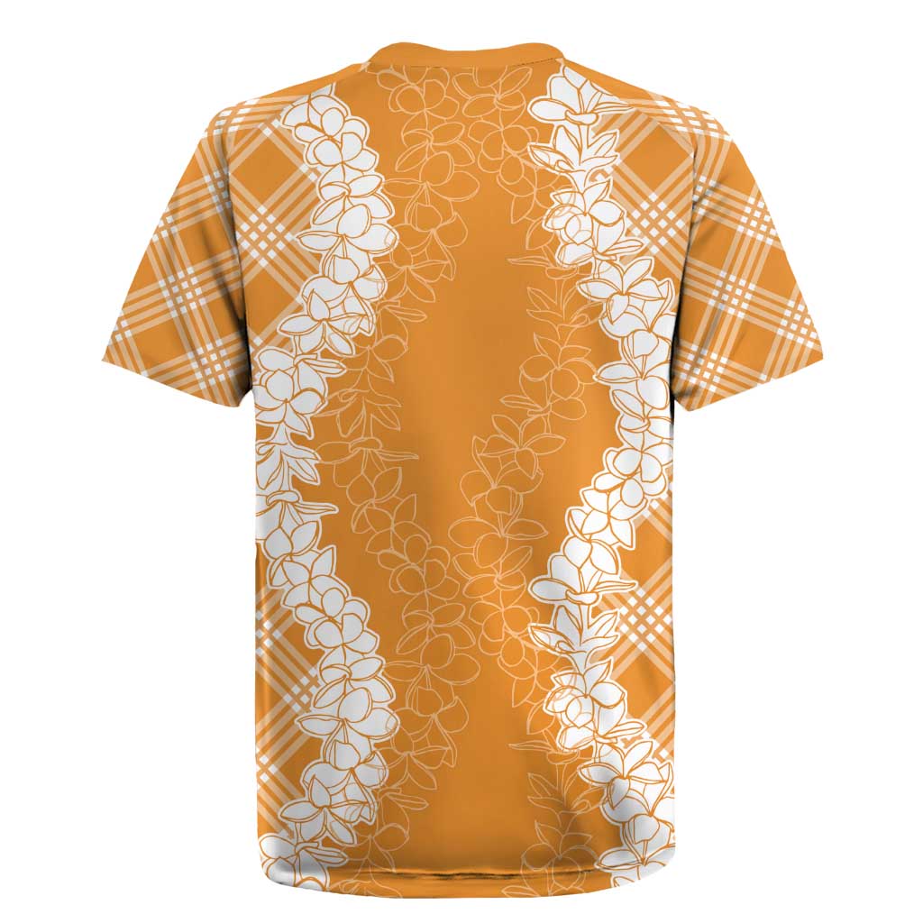 Hawaii Aloha Plumeria Lei Orange Palaka Rugby Jersey LT7 - Polynesian Pride