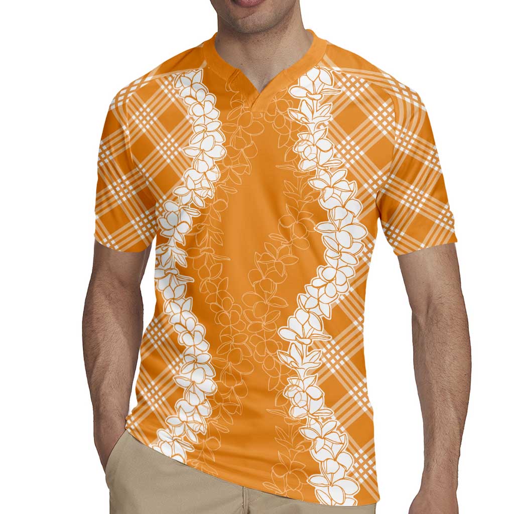 Hawaii Aloha Plumeria Lei Orange Palaka Rugby Jersey LT7 - Polynesian Pride