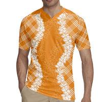 Hawaii Aloha Plumeria Lei Orange Palaka Rugby Jersey LT7 - Polynesian Pride